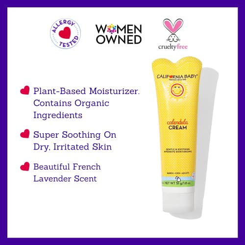 California Baby Calendula Moisturizing Cream (1.8 oz.) Hydrates Soft, Sensitive Skin | Plant-Based, Vegan Friendly | Soothes irritation caused by dry skin on Face, Arms and Body. from California Baby