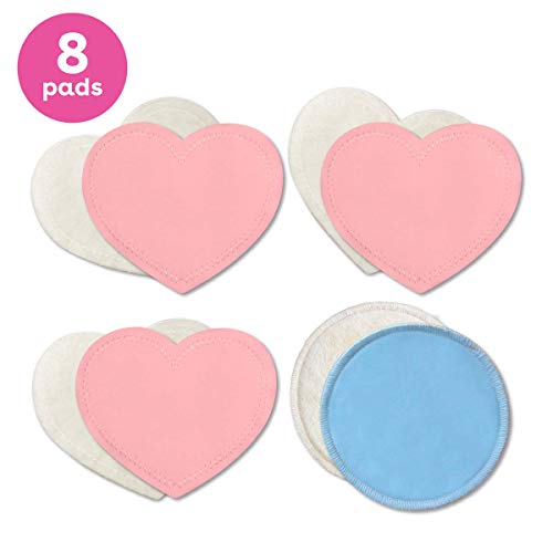 Bamboobies Womenâs Nursing Pads, Reusable and Washable, Blue and Light Pink, 3 Regular Pairs and 1 Overnight Pairs, Leak-Proof Pads for Breastfeeding, 4 Pairs from Apothecary Products LLC