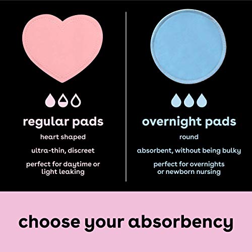 Bamboobies Womenâs Nursing Pads, Reusable and Washable, Blue and Light Pink, 3 Regular Pairs and 1 Overnight Pairs, Leak-Proof Pads for Breastfeeding, 4 Pairs from Apothecary Products LLC