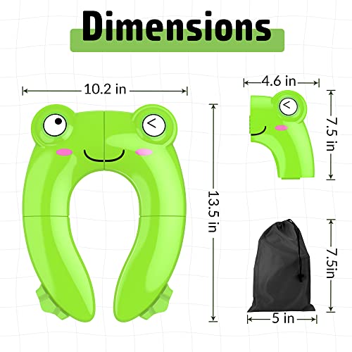 Portable Potty Seat for Toddler Travel - Foldable Non-Slip Potty Training Toilet Seat Cover for Boys Girls, Baby Kids with Drawstring Bag (Green Frog) from Maliton
