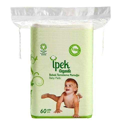 Baby Organic Large Dry Pads 100% Cotton Squares for Baby Care Diapering (120 Count) from ipek