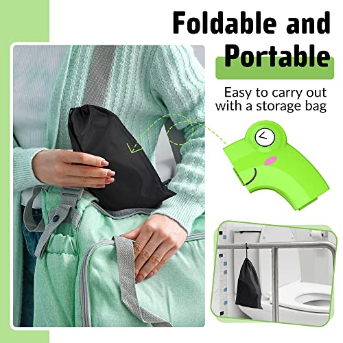 Portable Potty Seat for Toddler Travel - Foldable Non-Slip Potty Training Toilet Seat Cover for Boys Girls, Baby Kids with Drawstring Bag (Green Frog) from Maliton