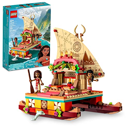 LEGO Disney Princess Moana's Wayfinding Boat 43210, Moana and Sina Mini-Dolls Plus Dolphin Figure, Creative Building Toys for Girls and Boys Ages 6+ by LEGO