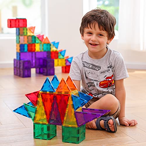 MEGAGONTILES 110PCS Premium Magnetic Tiles | STEM AUTHENTICATED | Magnetic Blocks | Magnetic Toys | Magnetic Building Blocks|Toddler Boys Girls 3-10 Year Old | Idea Books & Storage Bag by MEGAGONTILES