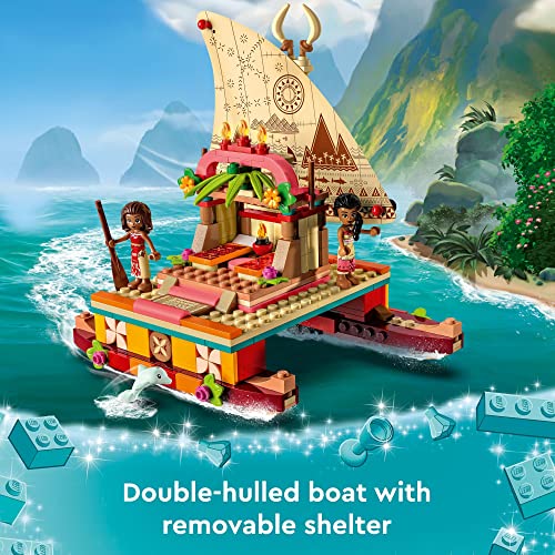 LEGO Disney Princess Moana's Wayfinding Boat 43210, Moana and Sina Mini-Dolls Plus Dolphin Figure, Creative Building Toys for Girls and Boys Ages 6+ by LEGO