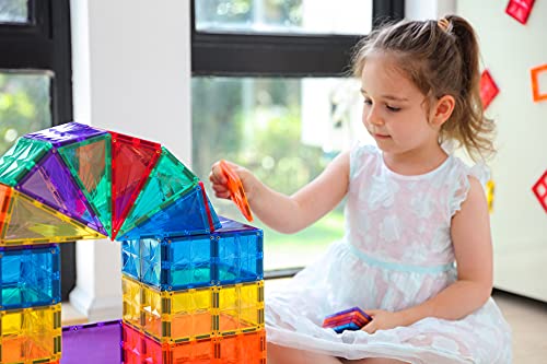 MEGAGONTILES 110PCS Premium Magnetic Tiles | STEM AUTHENTICATED | Magnetic Blocks | Magnetic Toys | Magnetic Building Blocks|Toddler Boys Girls 3-10 Year Old | Idea Books & Storage Bag by MEGAGONTILES