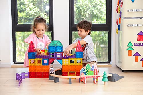 MEGAGONTILES 110PCS Premium Magnetic Tiles | STEM AUTHENTICATED | Magnetic Blocks | Magnetic Toys | Magnetic Building Blocks|Toddler Boys Girls 3-10 Year Old | Idea Books & Storage Bag by MEGAGONTILES