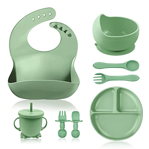 ANAVIL 8 Pack Baby Feeding Set, Silicone Toddlers Weaning Feeding Sippy Cup with Straw and Lid Baby Feeding Supplies Set by ANAVIL