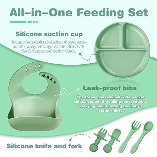 ANAVIL 8 Pack Baby Feeding Set, Silicone Toddlers Weaning Feeding Sippy Cup with Straw and Lid Baby Feeding Supplies Set by ANAVIL