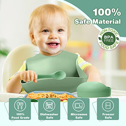 ANAVIL 8 Pack Baby Feeding Set, Silicone Toddlers Weaning Feeding Sippy Cup with Straw and Lid Baby Feeding Supplies Set by ANAVIL