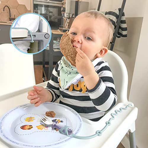 Baby Spoons Holder Strap Pacifier Clip Highchair Accessories-Gelinor First Stage Baby Led Weaning Feeding Supplies(Green and Blue) from Gelinor