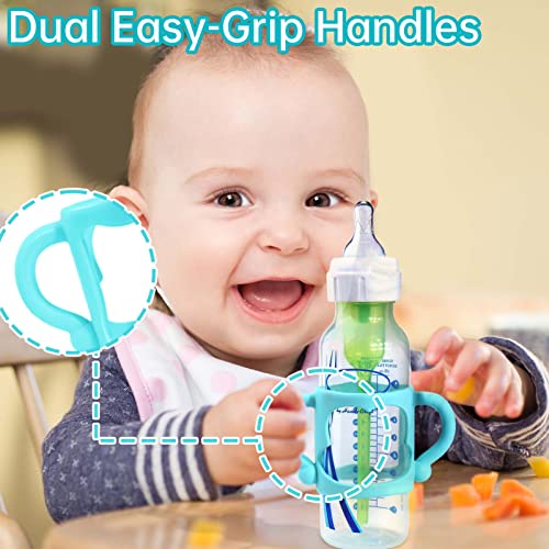 4-Pack Bottle Handles for Dr Brown Narrow Baby Bottles, Soft Silicone Bottle Holder for Baby Self Feeding, Teach Babies to Drink Independently, Easy Grip, BPA Free by Cadeya