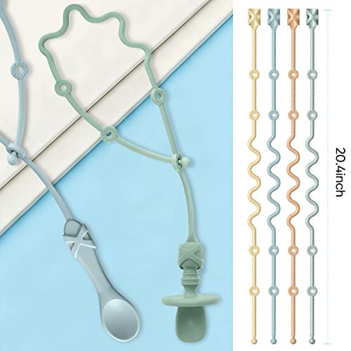 Baby Spoons Holder Strap Pacifier Clip Highchair Accessories-Gelinor First Stage Baby Led Weaning Feeding Supplies(Green and Blue) from Gelinor