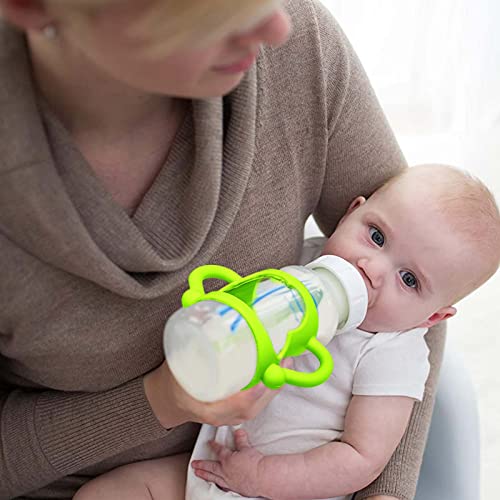 4-Pack Bottle Handles for Dr Brown Narrow Baby Bottles, Soft Silicone Bottle Holder for Baby Self Feeding, Teach Babies to Drink Independently, Easy Grip, BPA Free by Cadeya