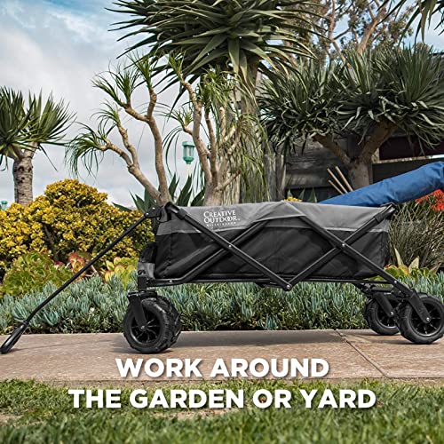 Creative Outdoor Wagon for Kids Push Pull Collapsible Stroller Folding Cart for Cargo | All Terrain | Beach Park Garden Sports & Camping (Red) from 