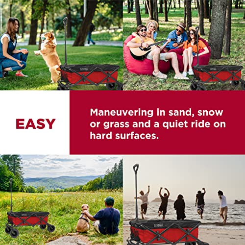 Creative Outdoor Wagon for Kids Push Pull Collapsible Stroller Folding Cart for Cargo | All Terrain | Beach Park Garden Sports & Camping (Red) from 