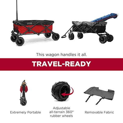Creative Outdoor Wagon for Kids Push Pull Collapsible Stroller Folding Cart for Cargo | All Terrain | Beach Park Garden Sports & Camping (Red) from 