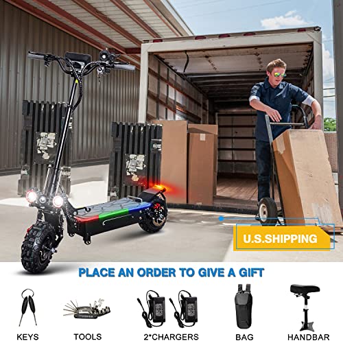 Electric Scooter Adults 50 MPH with Seat, 5600W 60V Adult Electric Scooter up to 56-62 Miles, 11" Tires, Dual Shocks & Dual Braks, Folding Electric Scooter for Adults, Handbar Bag Included from Dongguan Lvkang Energy Saving Technology Co., LTD