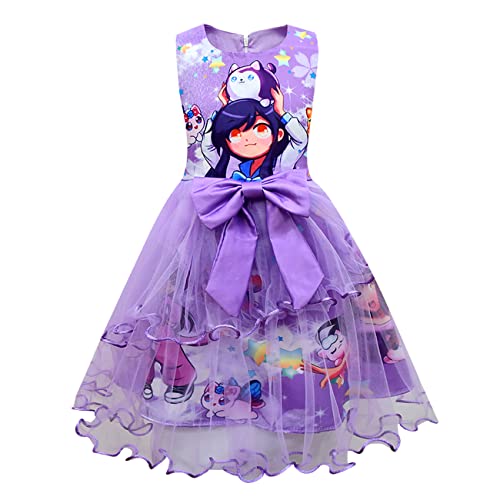 Short Sleeve Tulle Tutu Costume Lovely Cartoon Dress Purple 150 by 