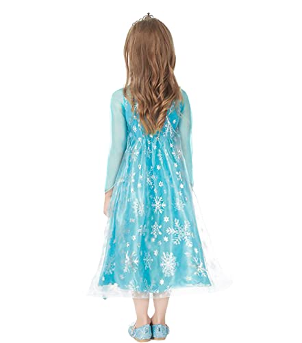 Almce Elsa Costume for Girls Toddler Christmas Birthday Party Dress Up Little Girl Princess Dresses with Accessories (Blue, 6T) from 