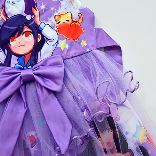 Short Sleeve Tulle Tutu Costume Lovely Cartoon Dress Purple 150 by 