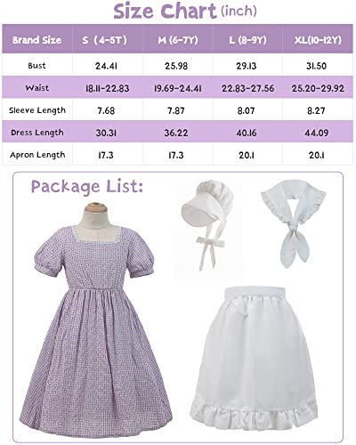 NSPSTT Pioneer Dress for Girls Colonial Costume Girl Bonnets Purple Dress, X-Large by 