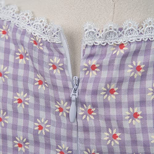 NSPSTT Pioneer Dress for Girls Colonial Costume Girl Bonnets Purple Dress, X-Large by 