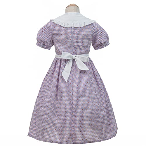 NSPSTT Pioneer Dress for Girls Colonial Costume Girl Bonnets Purple Dress, X-Large by 