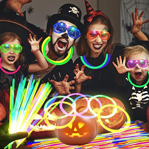 170 PCS Glow in the Dark Party Supplies for Kids, LED Light Up Toys Neon Party Supplies with 30 Flashing Glasses, 100 Glow Sticks, 40 Finger Lights Light for Adults Neon Glow Halloween Birthday Party Disco Party Easter Gifts by OLUPP