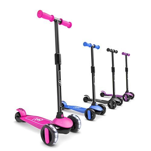 6KU Scooter for Kids Ages 3-5 with Flash Wheels, Kids Scooter 4 Adjustable Height, Toddler Scooter Extra-Wide PU LED Wheels, 3 Wheel Scooter for Kids for Girls & Boys Learn to Steer(Pink) by 6KU