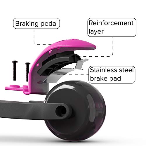6KU Scooter for Kids Ages 3-5 with Flash Wheels, Kids Scooter 4 Adjustable Height, Toddler Scooter Extra-Wide PU LED Wheels, 3 Wheel Scooter for Kids for Girls & Boys Learn to Steer(Pink) by 6KU