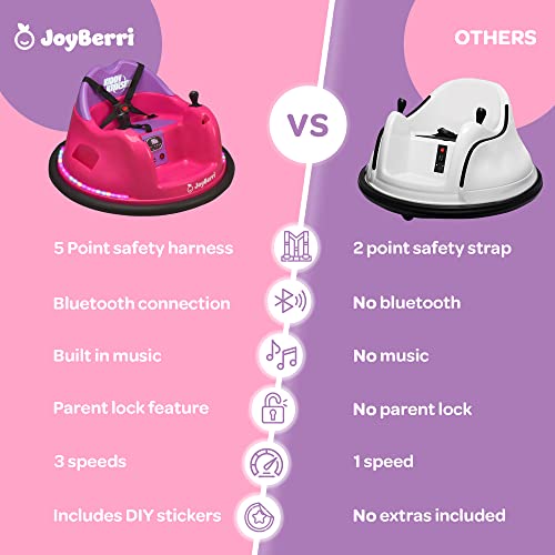 JoyBerri Bumper Car for Toddlers 1-3 - Toddler, Baby, and Kids Ride On Toy Electric Bumper Car - with Bluetooth, Music and Remote/Safety Certified, Kid Approved, Electric Kids Ride on Bumper Car Gift by JoyBerri