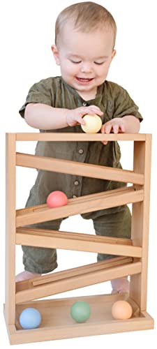 Montessori Ball Tracker Wooden Ball Drop - Wood Toys for 3 Year Old - Educational Toy for Baby and Toddler - Ball Ramp Maze Run Track - Baby Ball Drop Toy - First Birthday Gift 18 Months by Montessori & Me