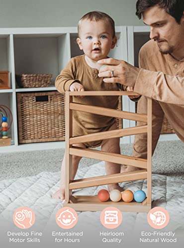 Montessori Ball Tracker Wooden Ball Drop - Wood Toys for 3 Year Old - Educational Toy for Baby and Toddler - Ball Ramp Maze Run Track - Baby Ball Drop Toy - First Birthday Gift 18 Months by Montessori & Me