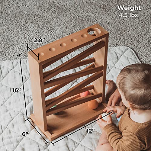 Montessori Ball Tracker Wooden Ball Drop - Wood Toys for 3 Year Old - Educational Toy for Baby and Toddler - Ball Ramp Maze Run Track - Baby Ball Drop Toy - First Birthday Gift 18 Months by Montessori & Me