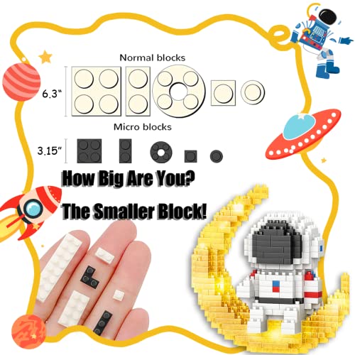 KriToy Mini Building Blocks Astronaut Sets for Goodie Bags, 368 PCS Micro Mini Astronaut Building Toy Bricks for Adults, Party Favors for 12+ Teens Gifts(YY with Light) by Kritoy