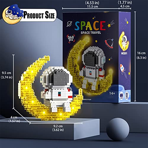 KriToy Mini Building Blocks Astronaut Sets for Goodie Bags, 368 PCS Micro Mini Astronaut Building Toy Bricks for Adults, Party Favors for 12+ Teens Gifts(YY with Light) by Kritoy
