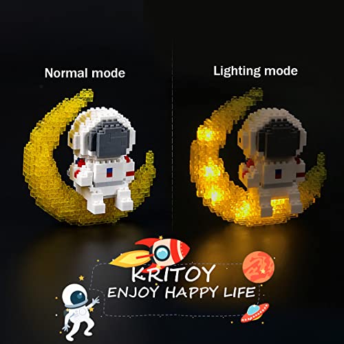 KriToy Mini Building Blocks Astronaut Sets for Goodie Bags, 368 PCS Micro Mini Astronaut Building Toy Bricks for Adults, Party Favors for 12+ Teens Gifts(YY with Light) by Kritoy