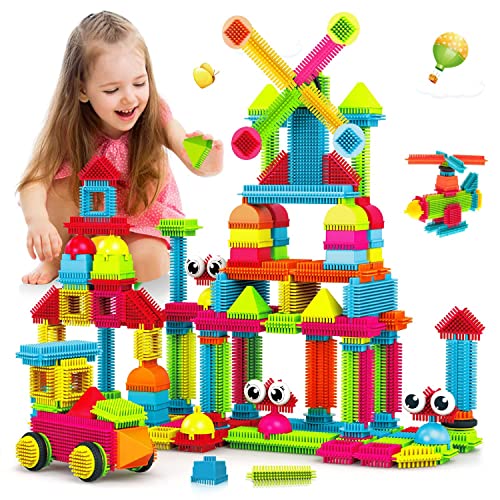 Contixo STEM Building Toys, ST5 144 pcs Bristle Shape 3D Tiles Set Construction Learning Stacking Educational Block, Creativity Beyond Imagination, Inspirational, Recreational Toy for Kids Ages 3-8 from Contixo