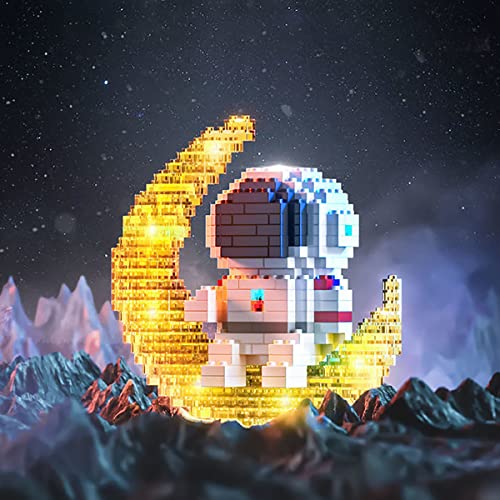 KriToy Mini Building Blocks Astronaut Sets for Goodie Bags, 368 PCS Micro Mini Astronaut Building Toy Bricks for Adults, Party Favors for 12+ Teens Gifts(YY with Light) by Kritoy