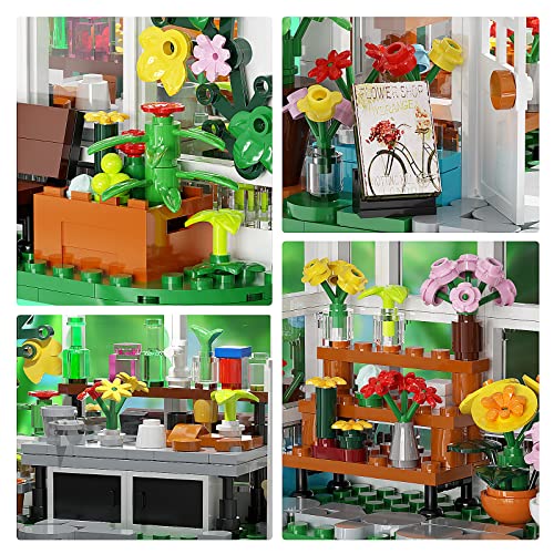 Flower House Building Toy, Garden House Building Set with LED Light, Creative Building Playset, Build a Greehouse Model, Great Gift for Friends or Girls, Compatible with Lego (597 Pieces) by BuildingBoat