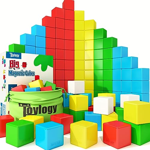 36PCS Upgraded Large Magnetic Blocks for Toddler Toys, STEM Montessori Toys for Kids Ages 3 4 5 Year Old Boys & Girls, Large Magnet Building Blocks Construction Learning Toys Gifts by Toylogy