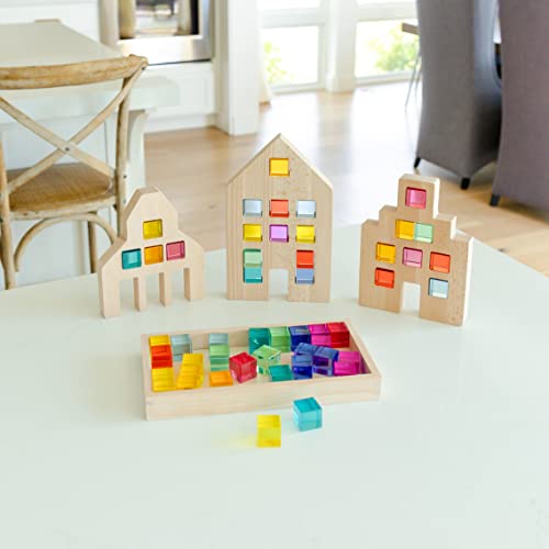 Wooden Toys Building Toys for Kids â 50-Piece Building Blocks Set with 3 Houses and Tray â Toys & Games Toys for Girls Toys for 3 Year Old Boys Cool Toys Toddler Toys from Top Essentials