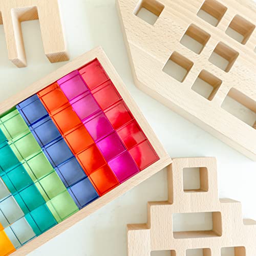 Wooden Toys Building Toys for Kids â 50-Piece Building Blocks Set with 3 Houses and Tray â Toys & Games Toys for Girls Toys for 3 Year Old Boys Cool Toys Toddler Toys from Top Essentials