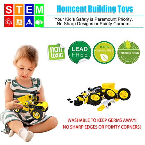 HOMCENT Building Toys Stem Educational Blocks for Kids, 10 in 1 Construction Block Learning Kit for Toddlers, Creative Engineering Toys Gifts for Boys and Girls Age 5 6 7 8 9 10+ Years Old from HOMCENT
