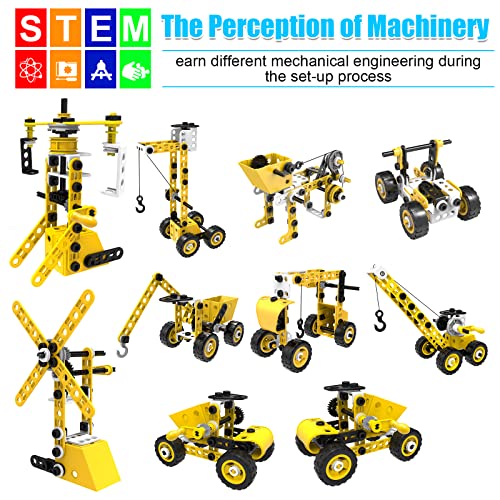 HOMCENT Building Toys Stem Educational Blocks for Kids, 10 in 1 Construction Block Learning Kit for Toddlers, Creative Engineering Toys Gifts for Boys and Girls Age 5 6 7 8 9 10+ Years Old from HOMCENT