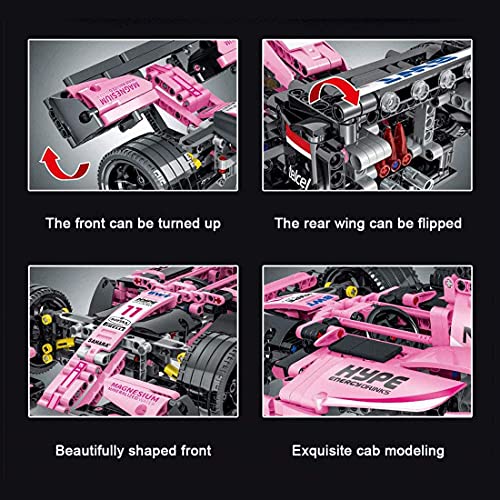 MISINI 1100PCS Technik Building Blocks Racing Car F11 Model ,1:10 MOC Creative Building Block Sports car, Compatible with Lego Technology (Pink) by shenzhenshichangqinshiyeyouxiangongsi