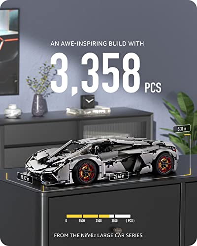 Nifeliz Sports Car Terzor, Race Car Display Model, Trendy Building Toy for Adult Gift Giving or Collection (3358 Pieces) by Nifeliz