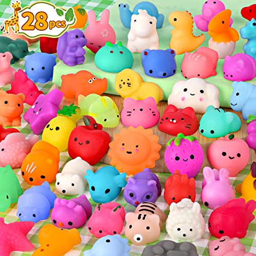 Mochi Squishy Toys FLY2SKY 28PCS Animal Mini Squishies Kawaii Party Favors for Kids Cat Unicorn Squishy Squeeze Stress Relief Toys Goodie Bags Novelty Toy Birthday Gifts for Boys Girls Adults, Random from FLY2SKY