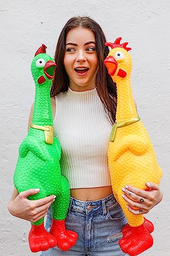 Animolds Hug Me Giant Rubber Chicken- Huge Screaming Rubber Chicken Toy for Kids Novelty Extra Large Squeaky Toy | Screams Up to 45 Seconds- Our Biggest Chicken Yet! (Blue) by Flash Sales